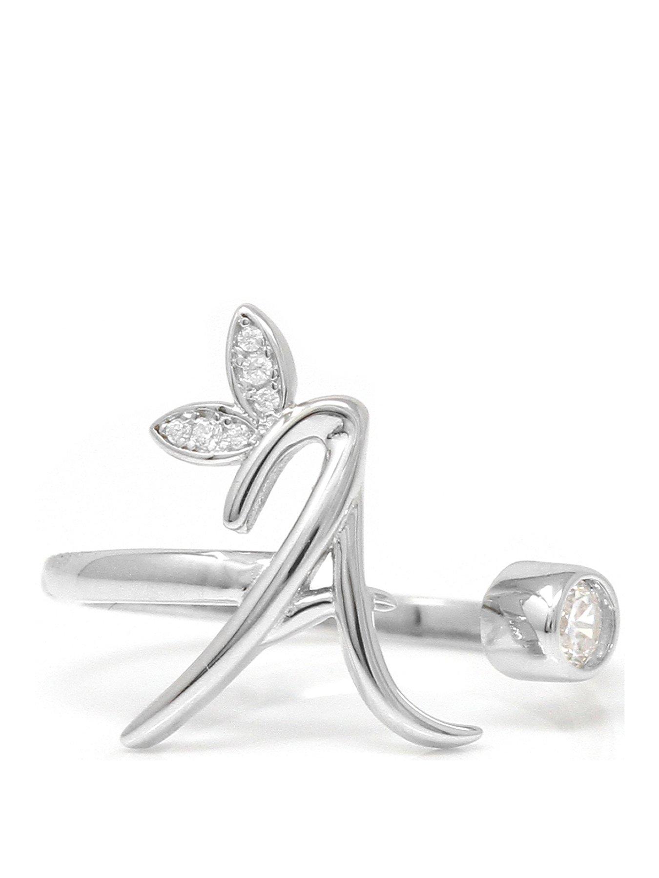 Say It With Adjustable Winged Initial Ring - Sterling Silver