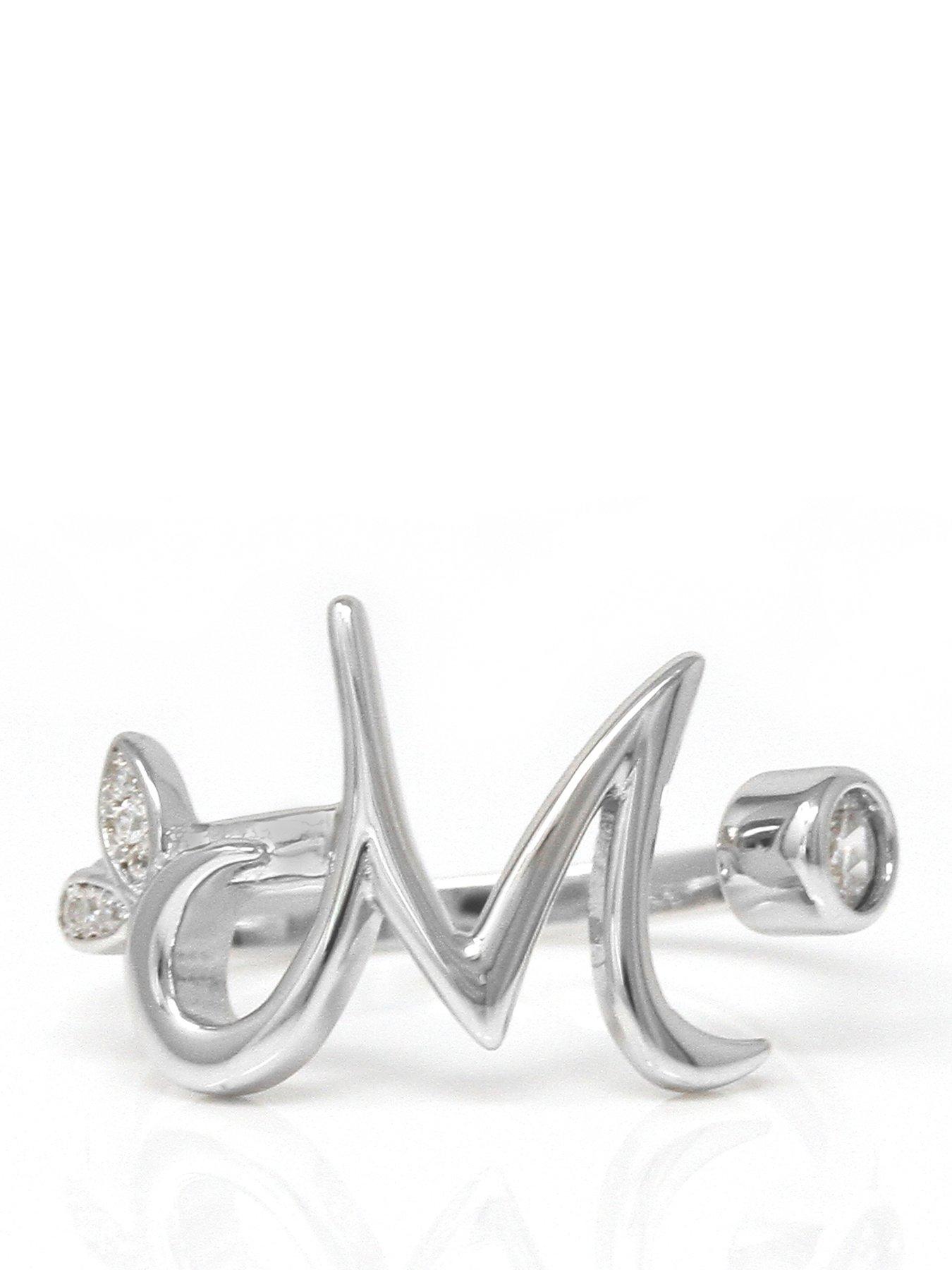 Say It With Adjustable Winged Initial Ring - Sterling Silver
