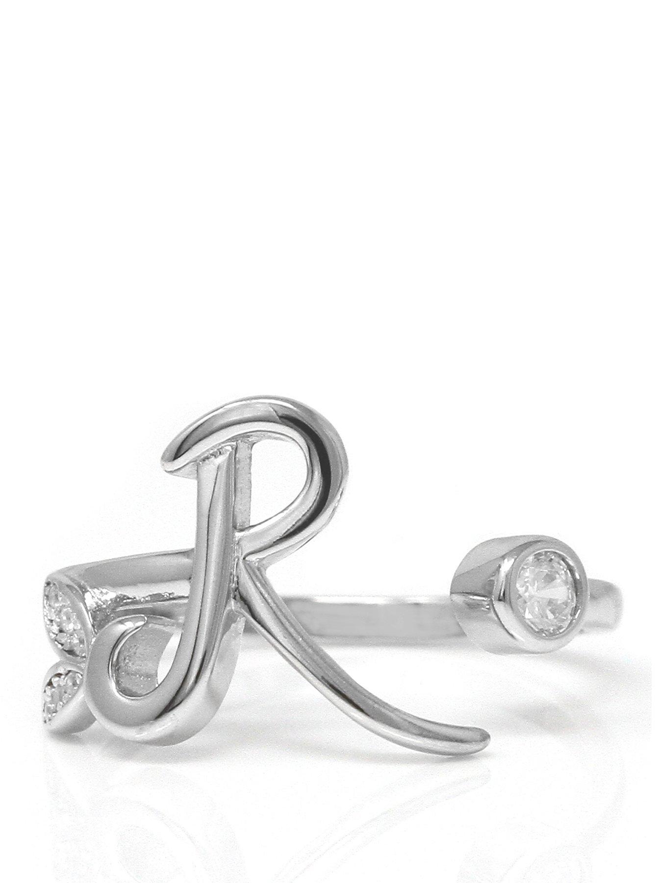 Say It With Adjustable Winged Initial Ring - Sterling Silver
