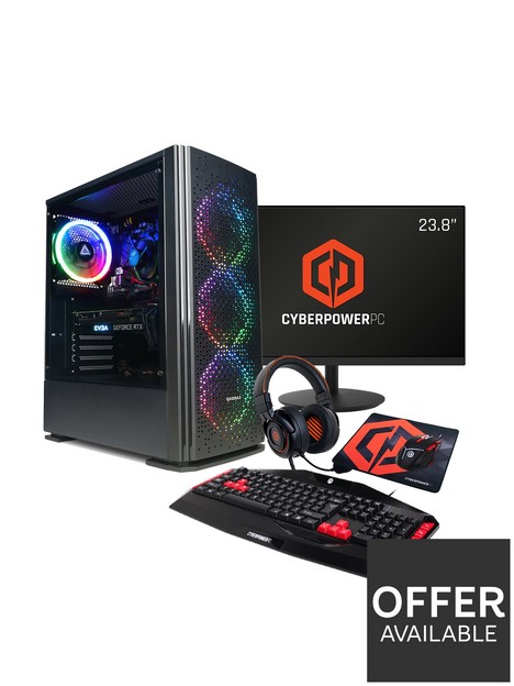 cyberpower-blaze-ryzen-5-rtx-3050-gaming-pc-bundle-with-238in-fhd-monitor-headset-keyboard-mouse-and-mouse-pad