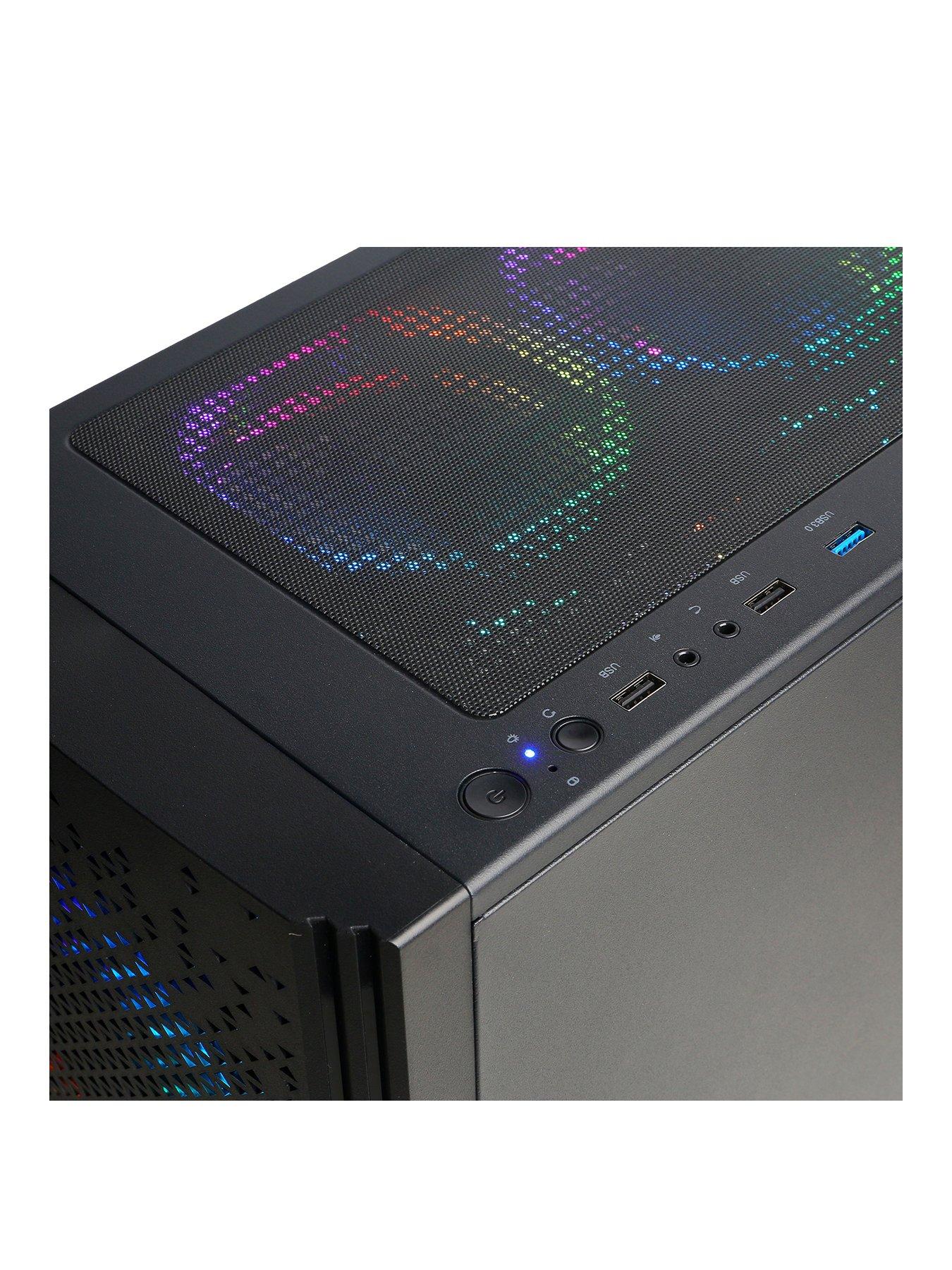 Image 2 of 6 of CyberPower PC Blaze Ryzen 5, RTX 3050 Gaming PC Bundle with 23.8in FHD Monitor, Headset, Keyboard, Mouse and Mouse Pad.