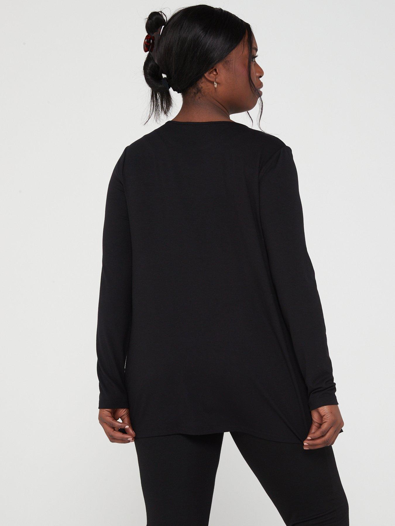  image of v-by-very-curve-jersey-long-sleeve-swing-top-black