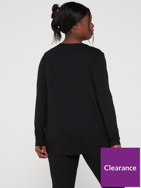stillFront image of v-by-very-curve-jersey-long-sleeve-swing-top-black