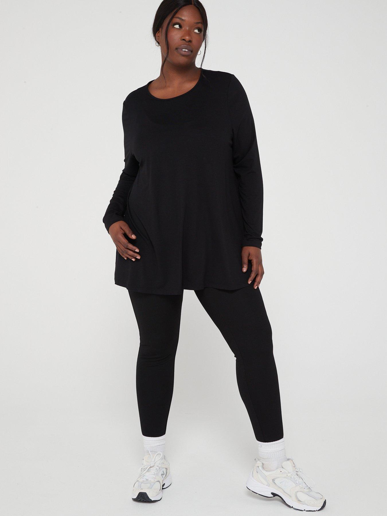  image of v-by-very-curve-jersey-long-sleeve-swing-top-black