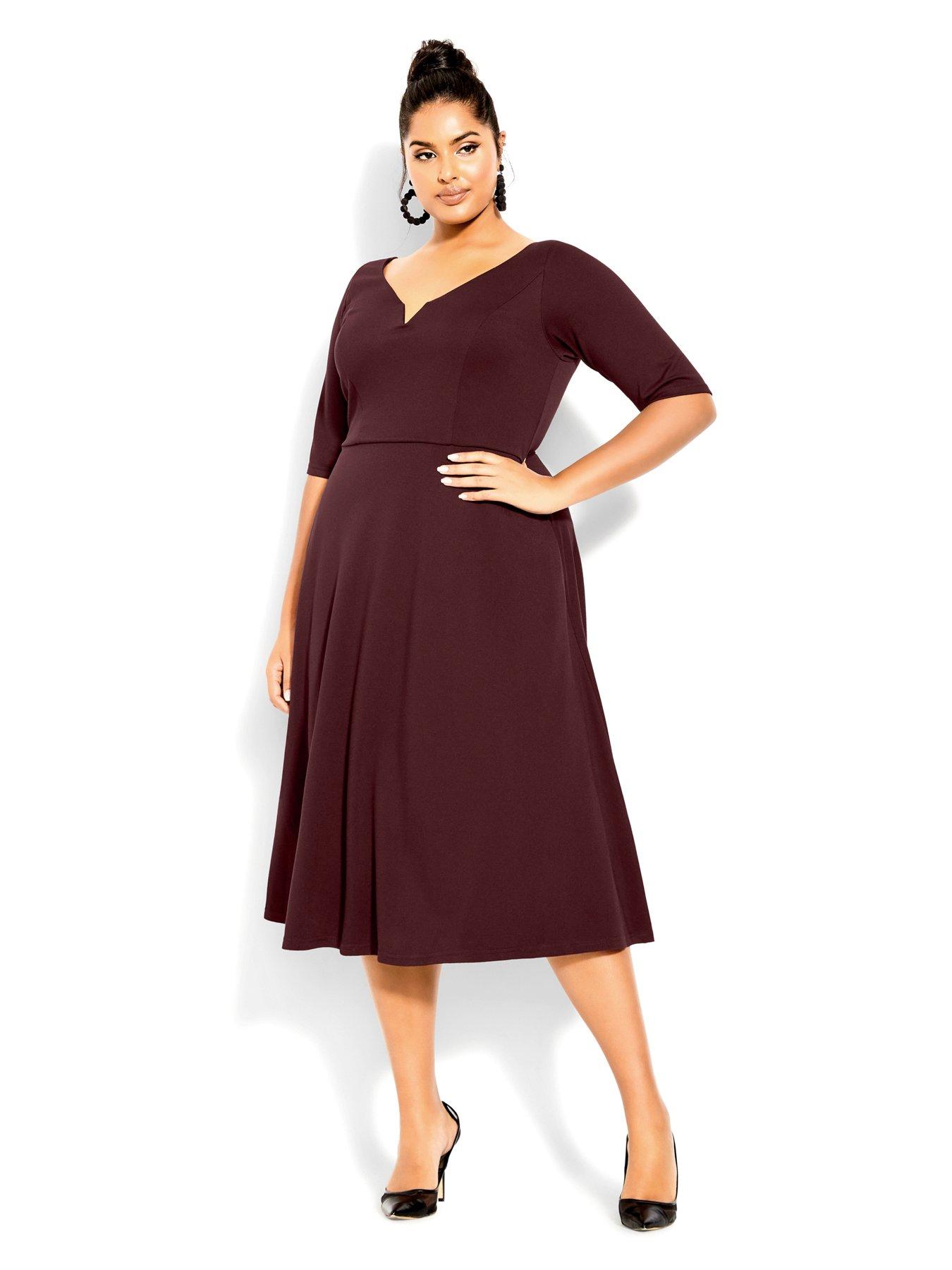 City Chic Cute Girl Elbow Sleeve Dress Red