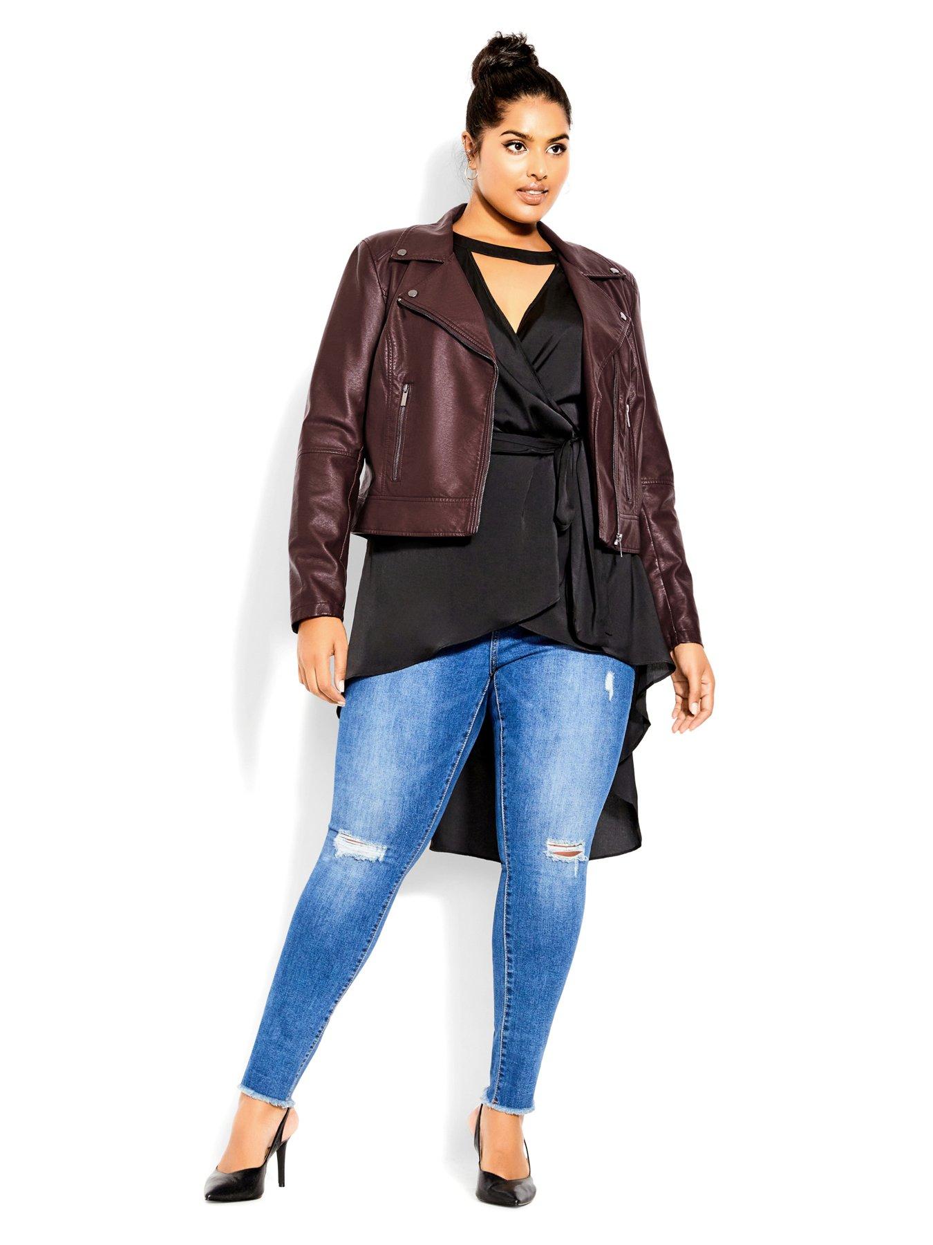 Faux leather jacket size on sale 24