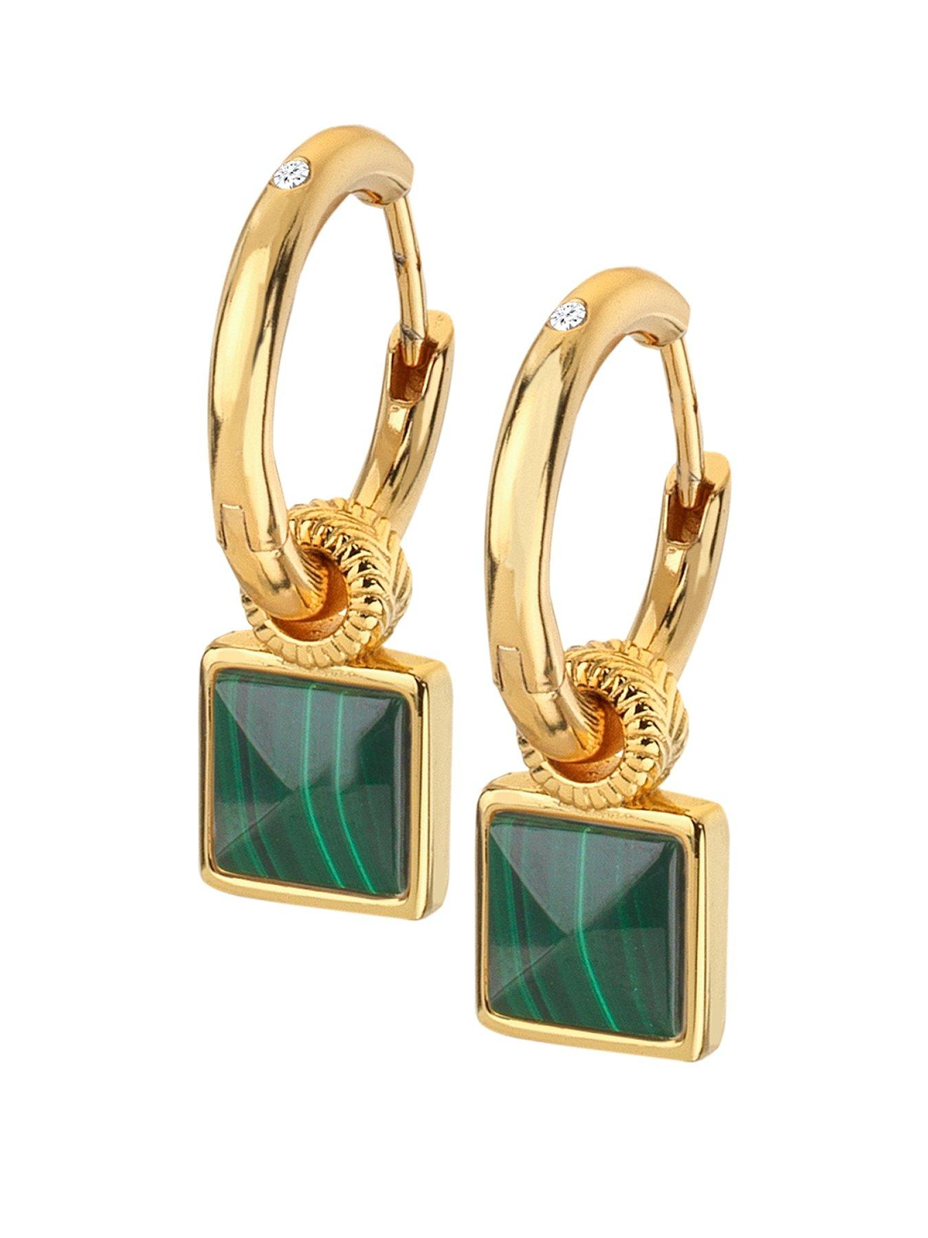 undefined HD X JJ Revive Malachite Square Earrings
