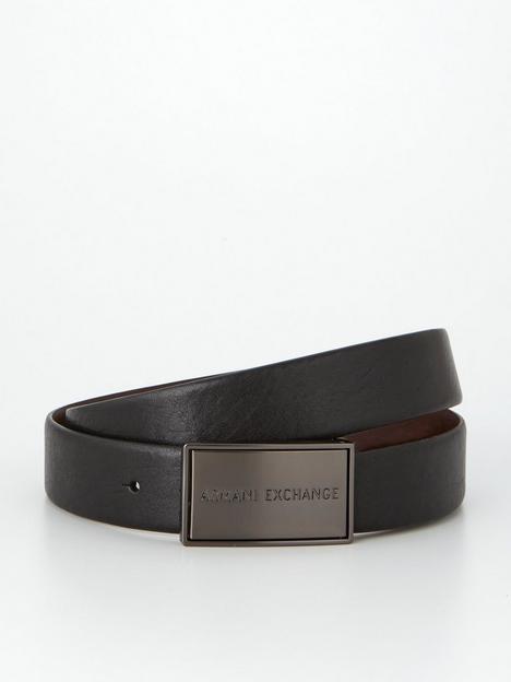 armani-exchange-reversible-plaque-leather-belt-black