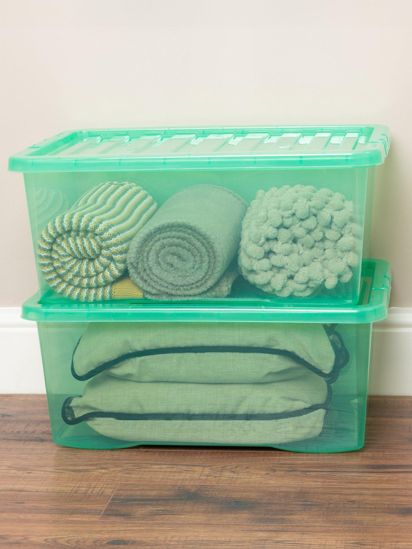 undefined Set of 2 Crystal Green Storage Boxes – 45-litre Capacity