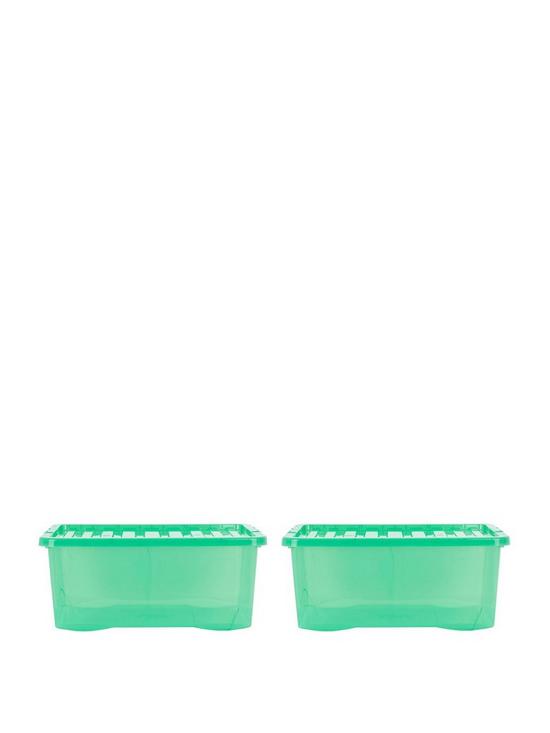front image of wham-set-of-2-crystal-green-storage-boxes-ndash-45-litre-capacity
