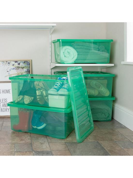 stillFront image of wham-set-of-2-crystal-green-storage-boxes-ndash-45-litre-capacity
