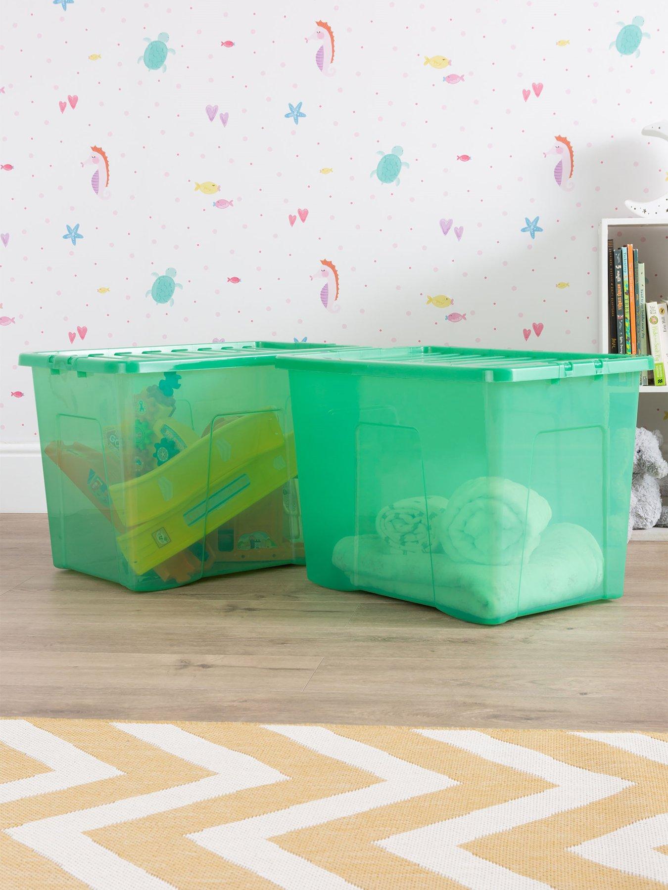 Wham Set of 2 Crystal Storage Boxes in Green – 80-litre Capacity