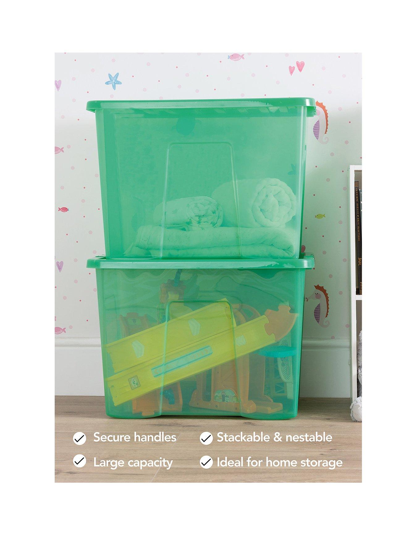  image of wham-set-of-2-crystal-storage-boxes-in-green-ndash-80-litre-capacity