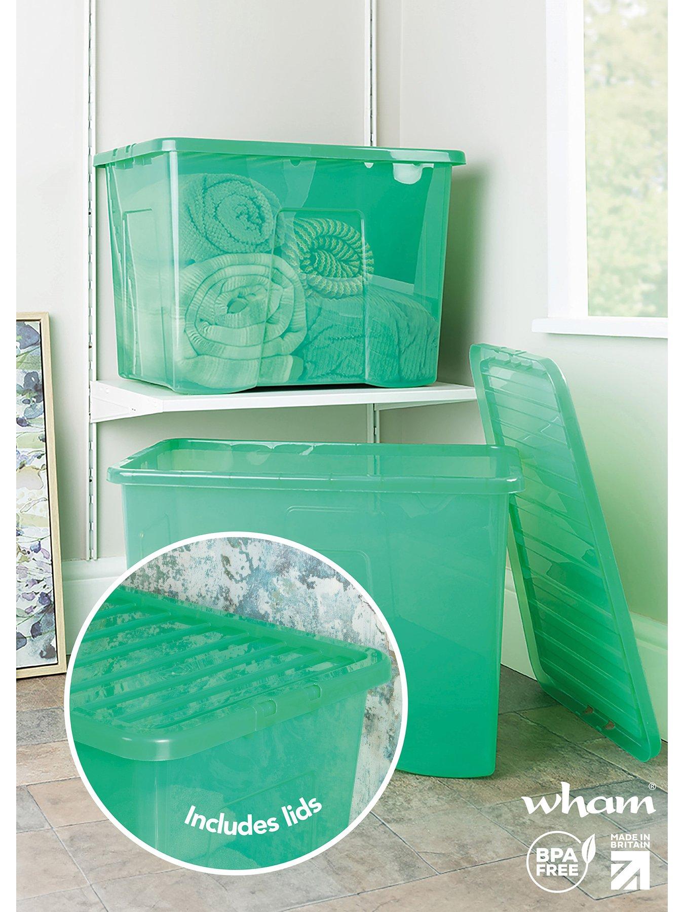  image of wham-set-of-2-crystal-storage-boxes-in-green-ndash-80-litre-capacity