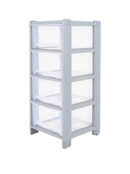 front image of wham-deep-4-drawer-storage-unit-light-grey