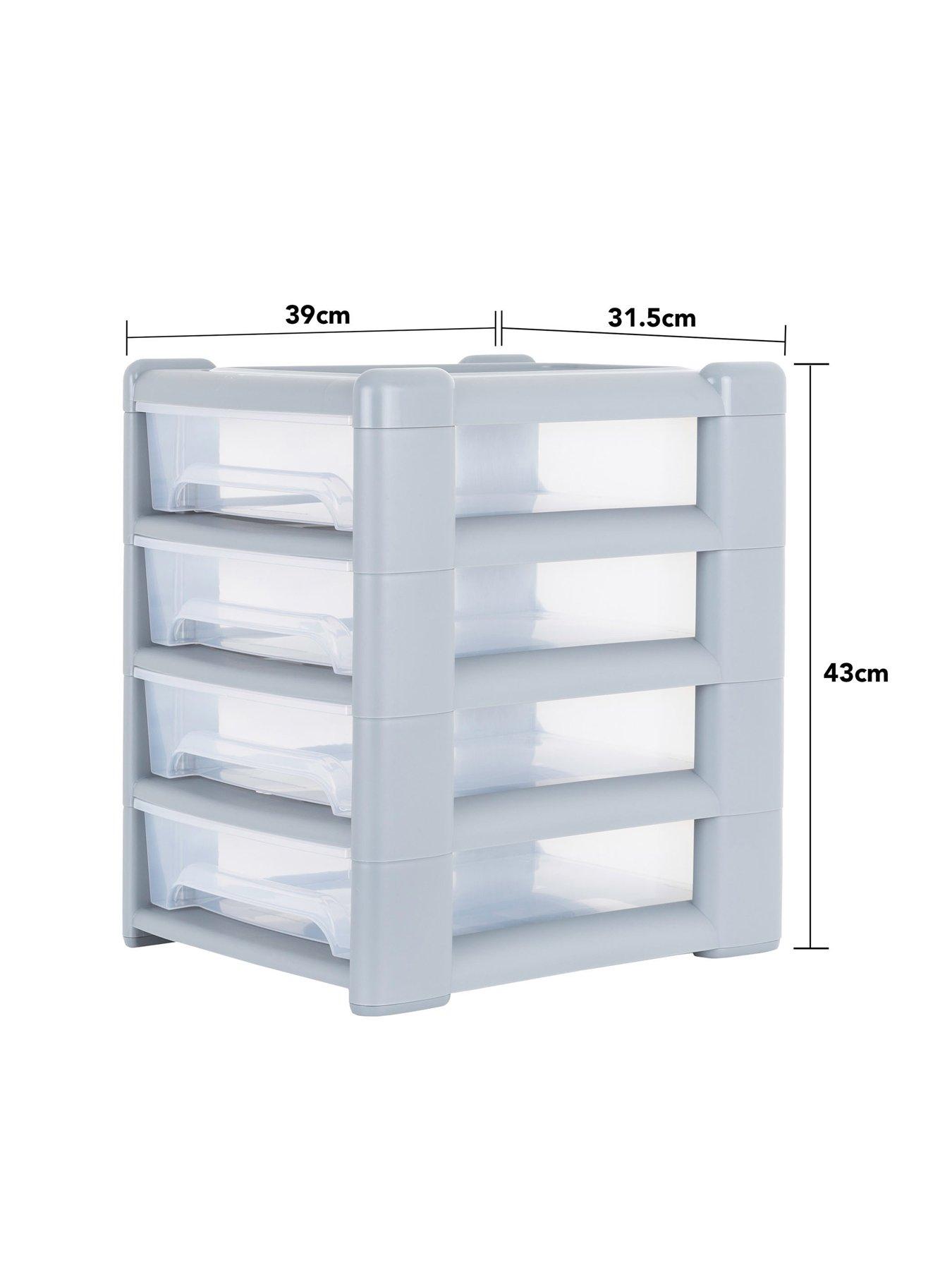 Wham Shallow 4-Drawer Storage Unit in Light Grey | Littlewoods