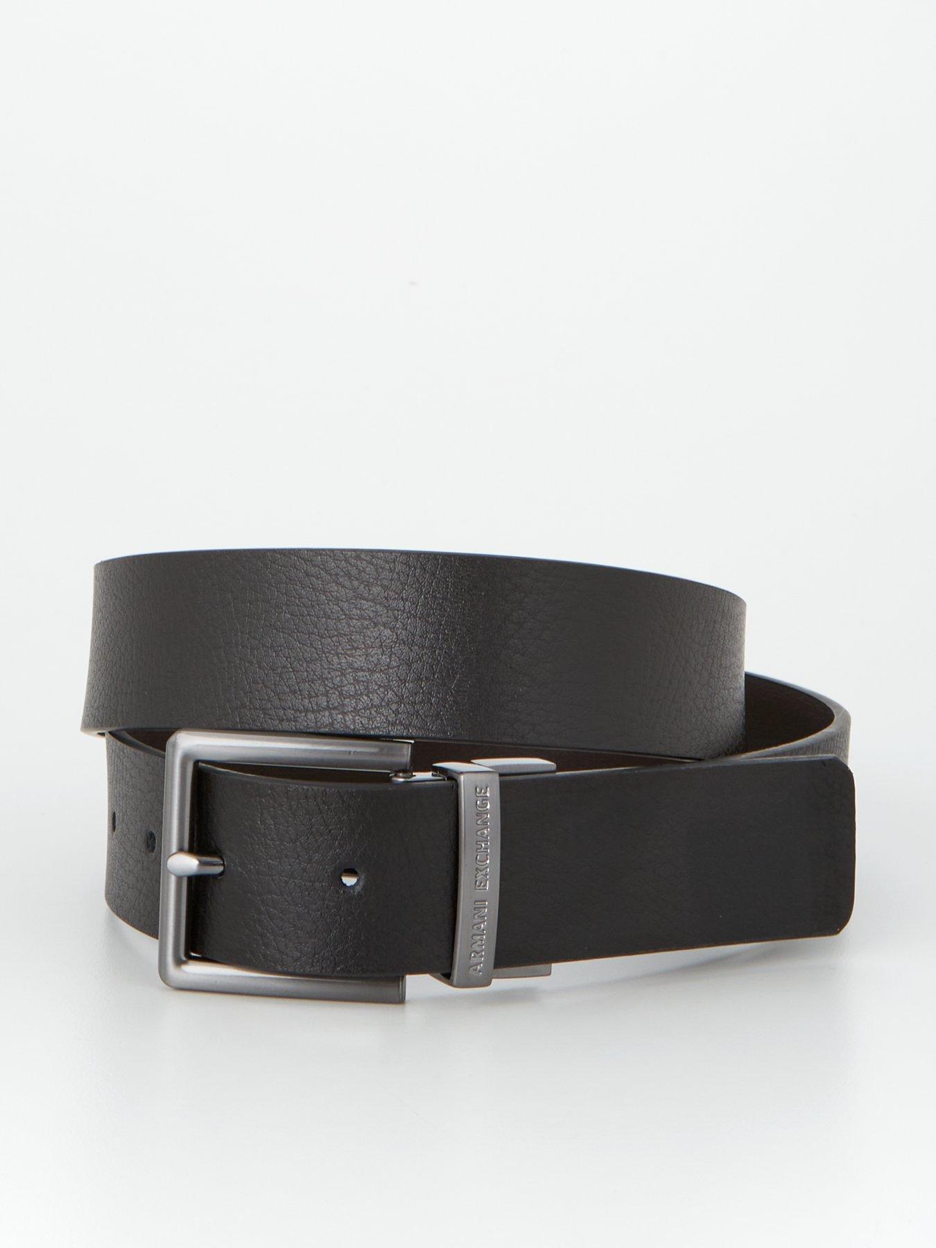 Armani Exchange Formal Leather Belt Black littlewoods