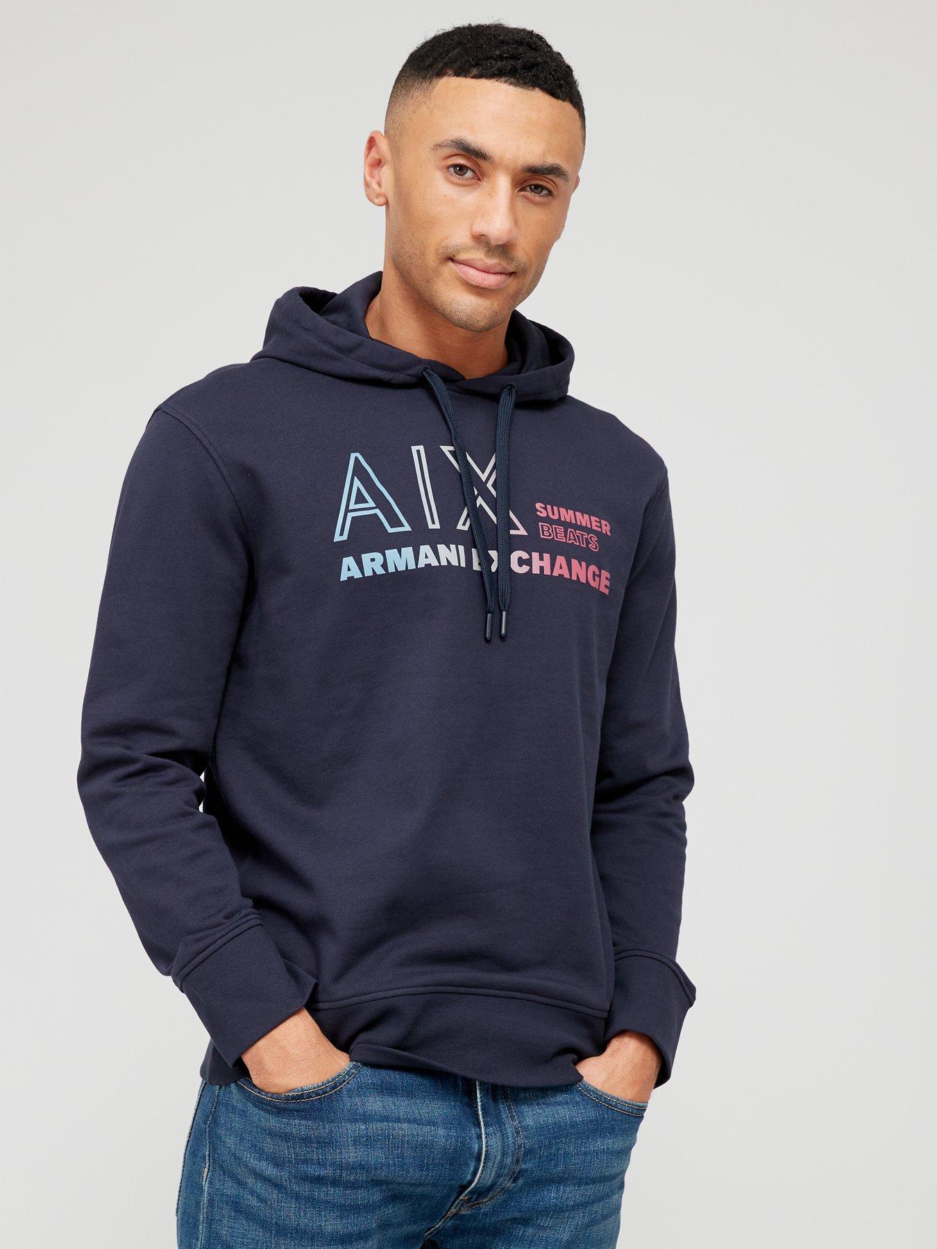 Armani Exchange AX Summer Beats Logo Hoodie Navy littlewoods