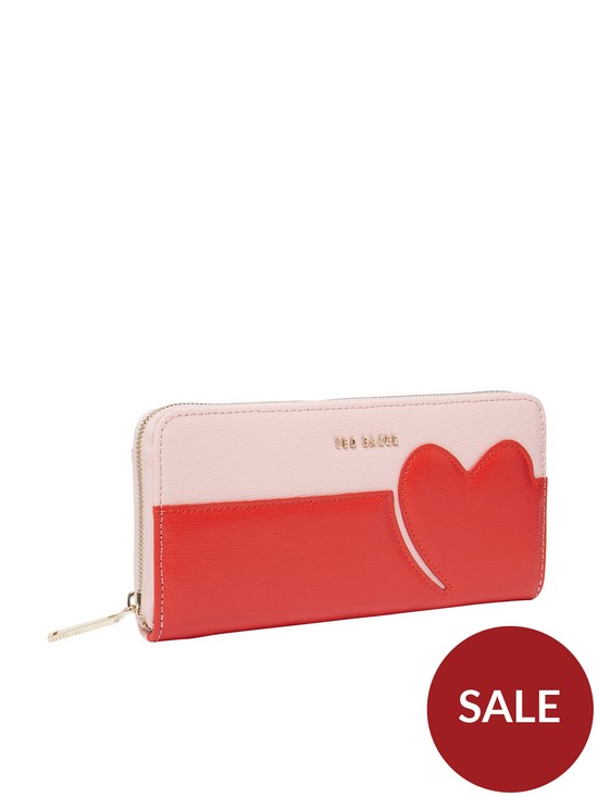 front image of ted-baker-hunieh-heart-zip-around-purse