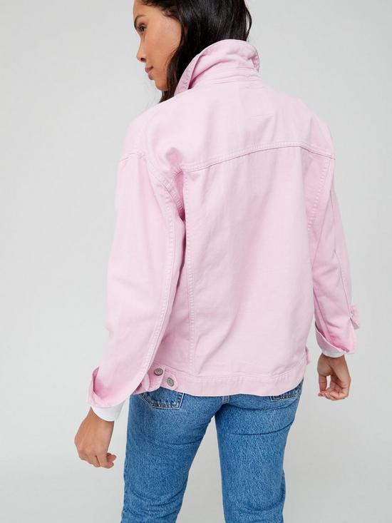 stillFront image of only-long-sleeve-denim-jacket-pink