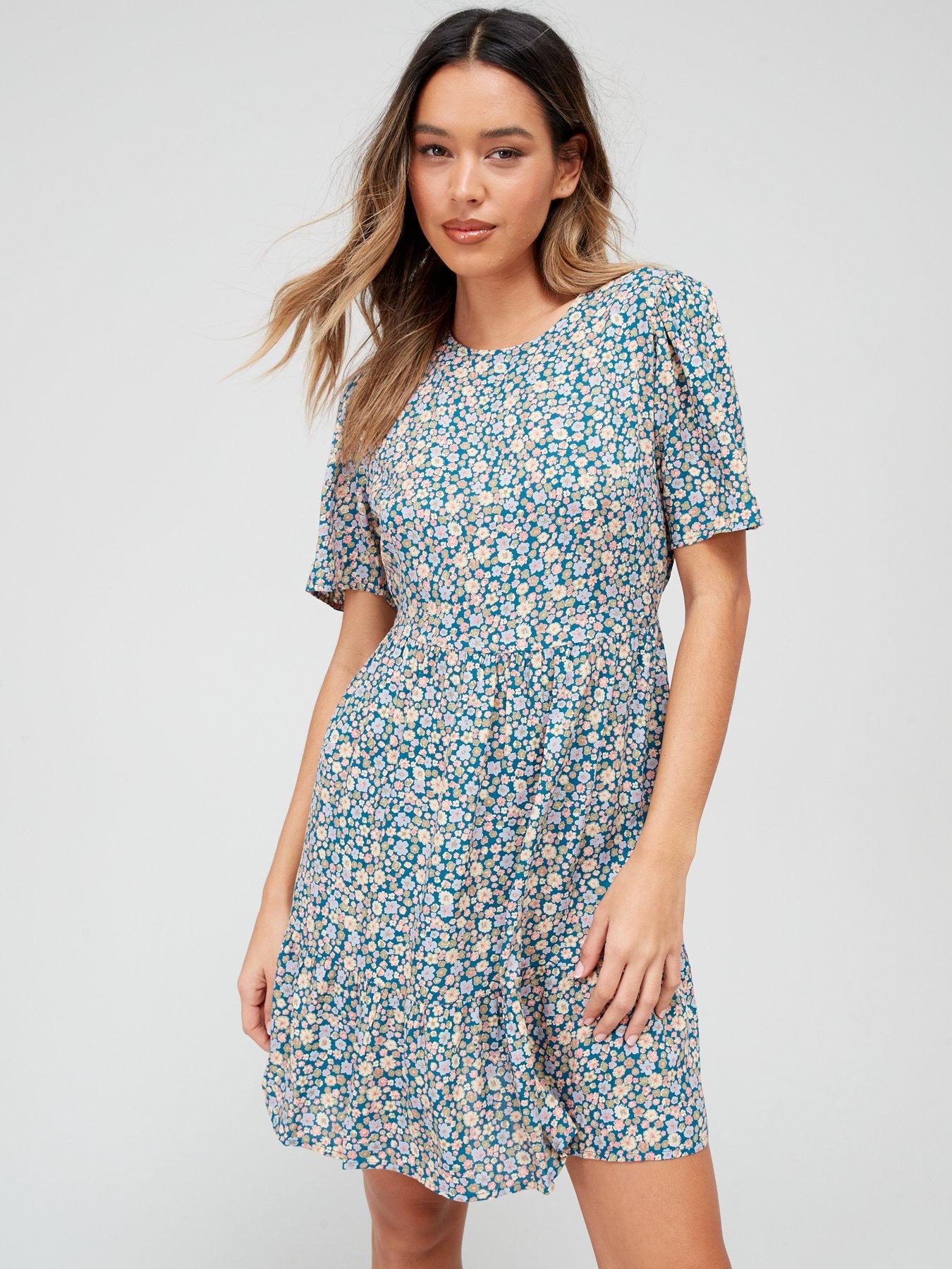 PIECES Short Sleeve Print Dress - Multi | littlewoods.com