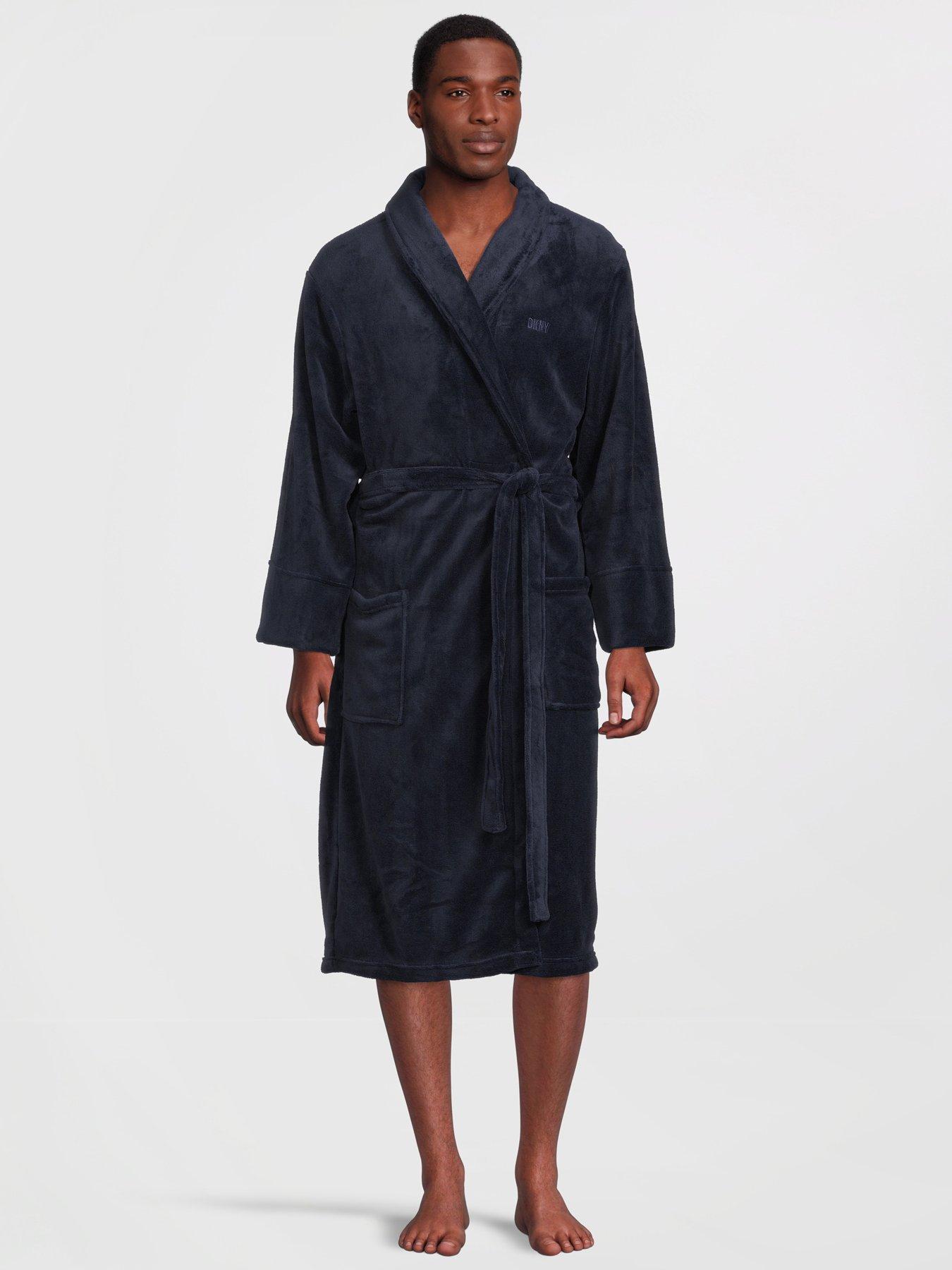 Fleece dressing gown - Dark blue - Men | H&M