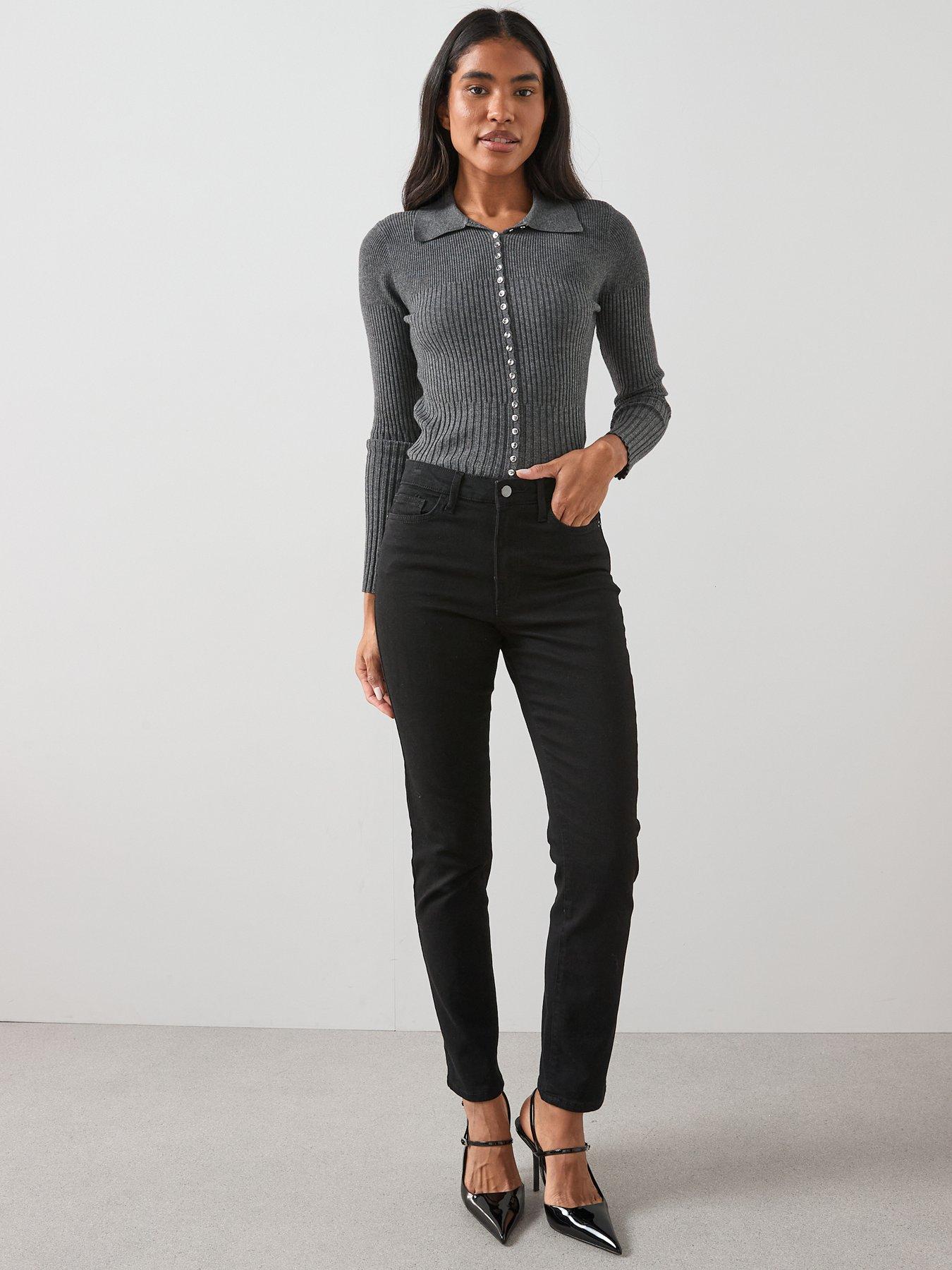 Image 4 of 7 of The Very Collection Authentic Straight Leg Jeans With Stretch - Black