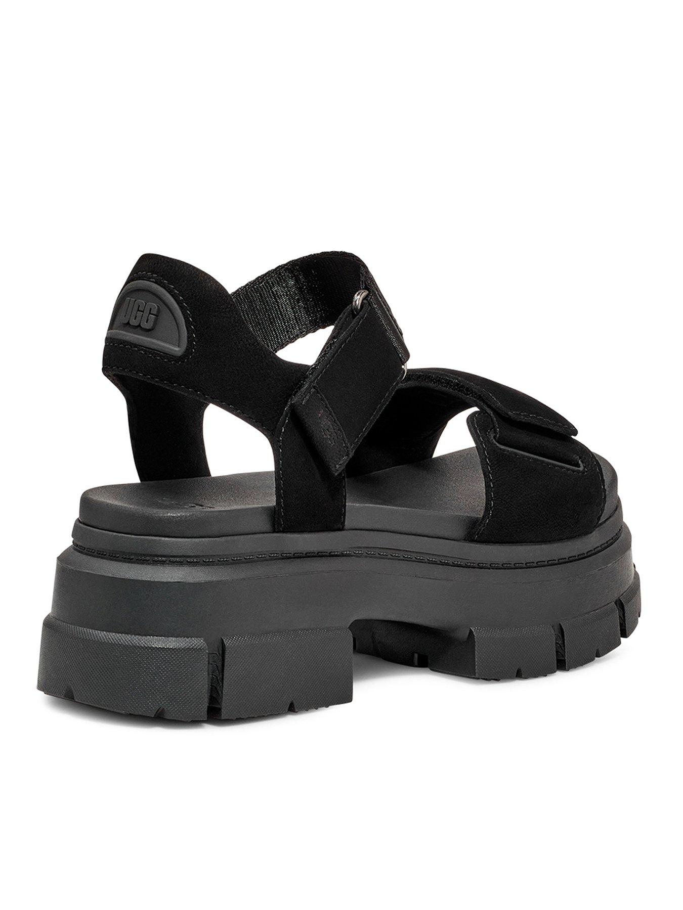 UGG Ashton Ankle Wedge Sandals - Black | littlewoods.com