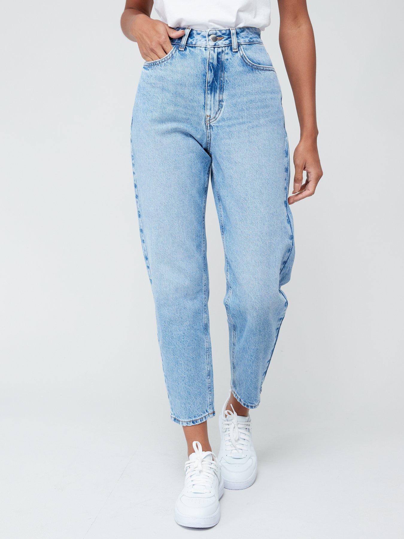 undefined High Waist Mom Jeans - Mid Wash Blue