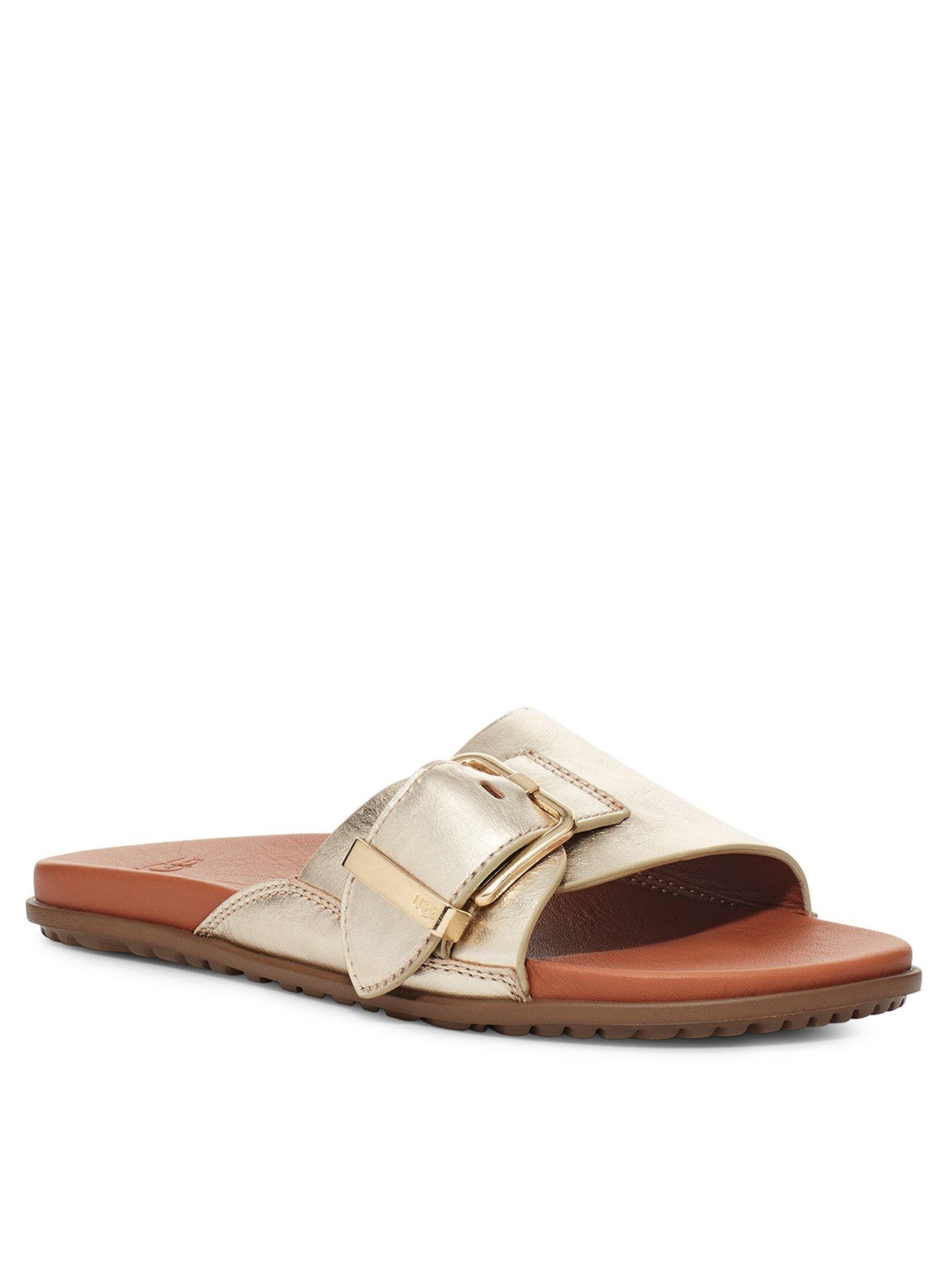 UGG Solivan Buckle Slide Pale Gold Metallic