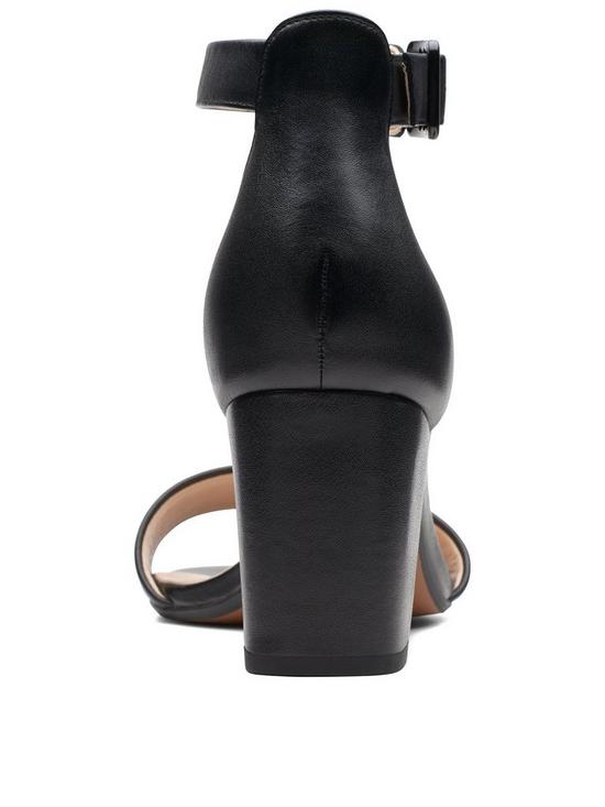 stillFront image of clarks-deva-mae-heeled-sandals-black-leather