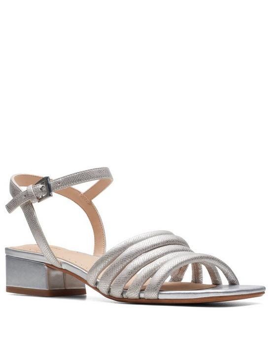 stillFront image of clarks-seren25-part-heeled-sandals-silver-metallic