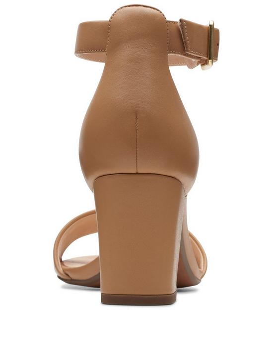 stillFront image of clarks-deva-mae-heeled-sandals-camel-leather