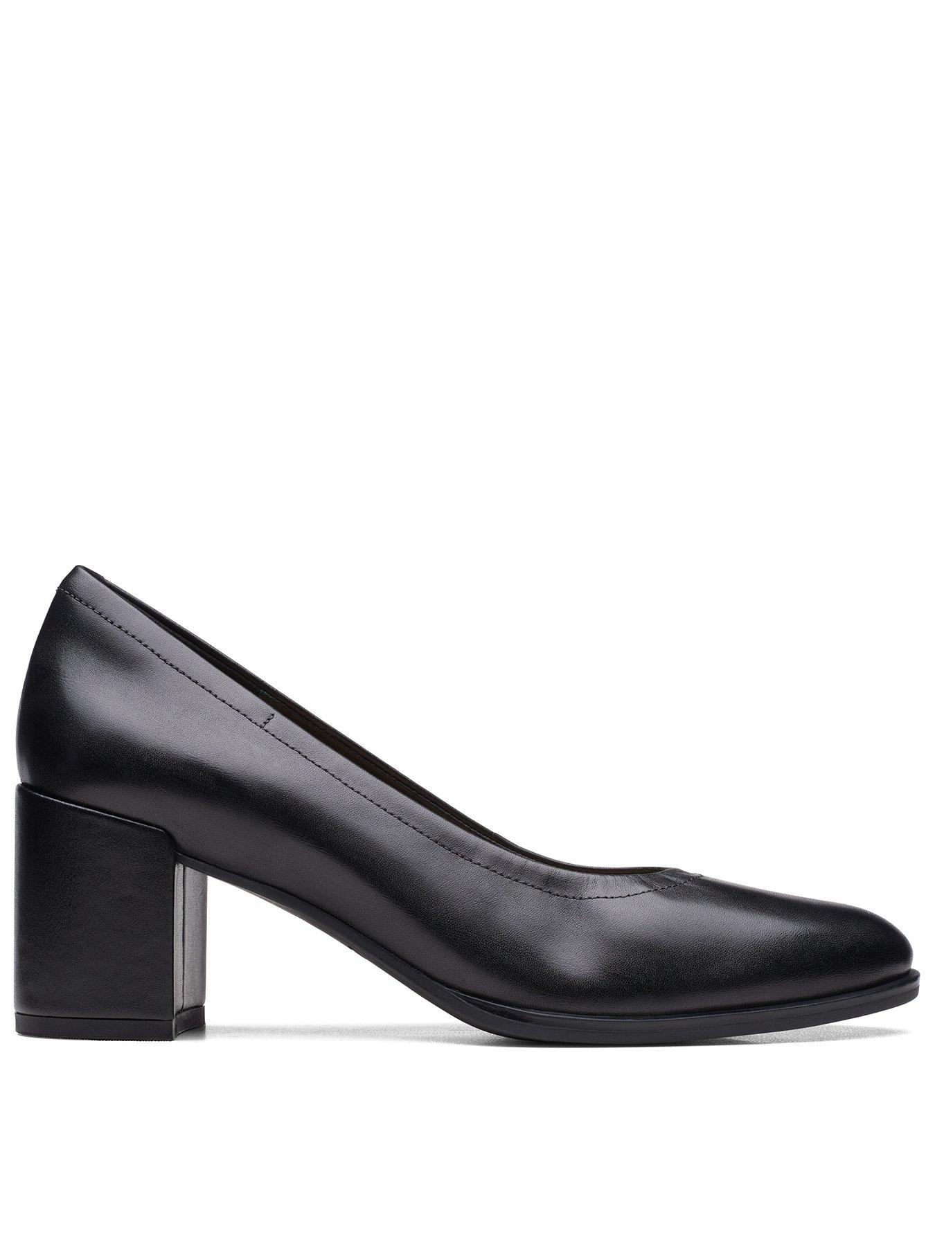 Clarks black shop leather court shoes