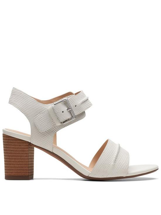 front image of clarks-karseahi-seam-heeled-sandals-white-interest