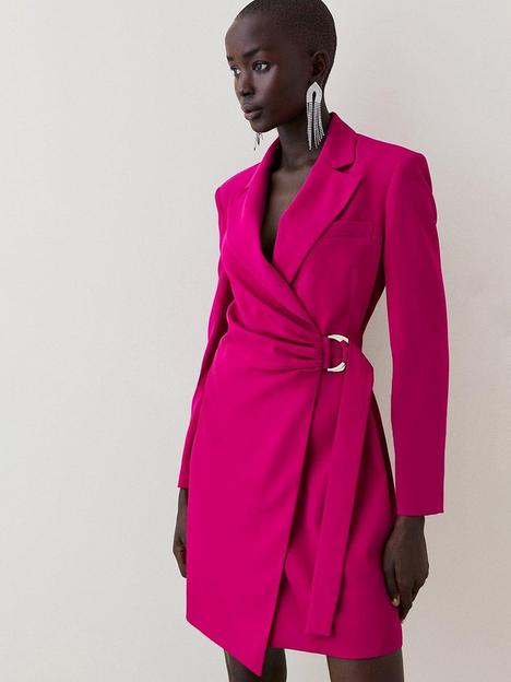karen-millen-tailored-wrap-mini-tux-dress-pink