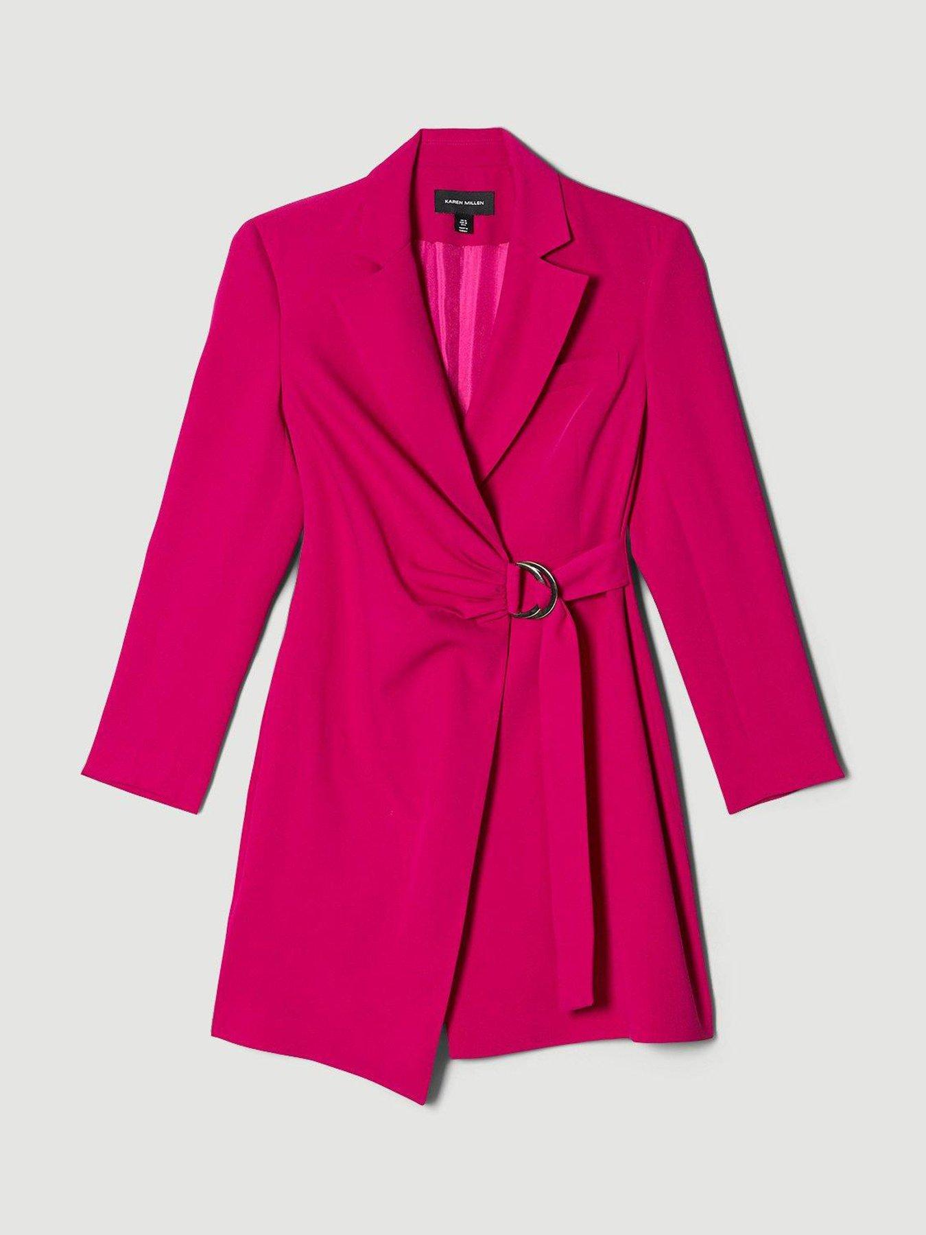  image of karen-millen-tailored-wrap-mini-tux-dress-pink
