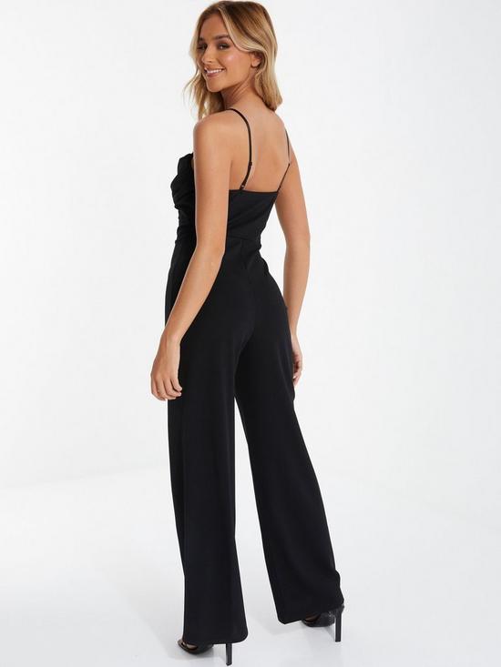 stillFront image of quiz-strappy-crepe-jumpsuit-with-buckle-detail-black