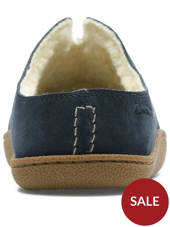stillFront image of clarks-home-mule-slippers-navy