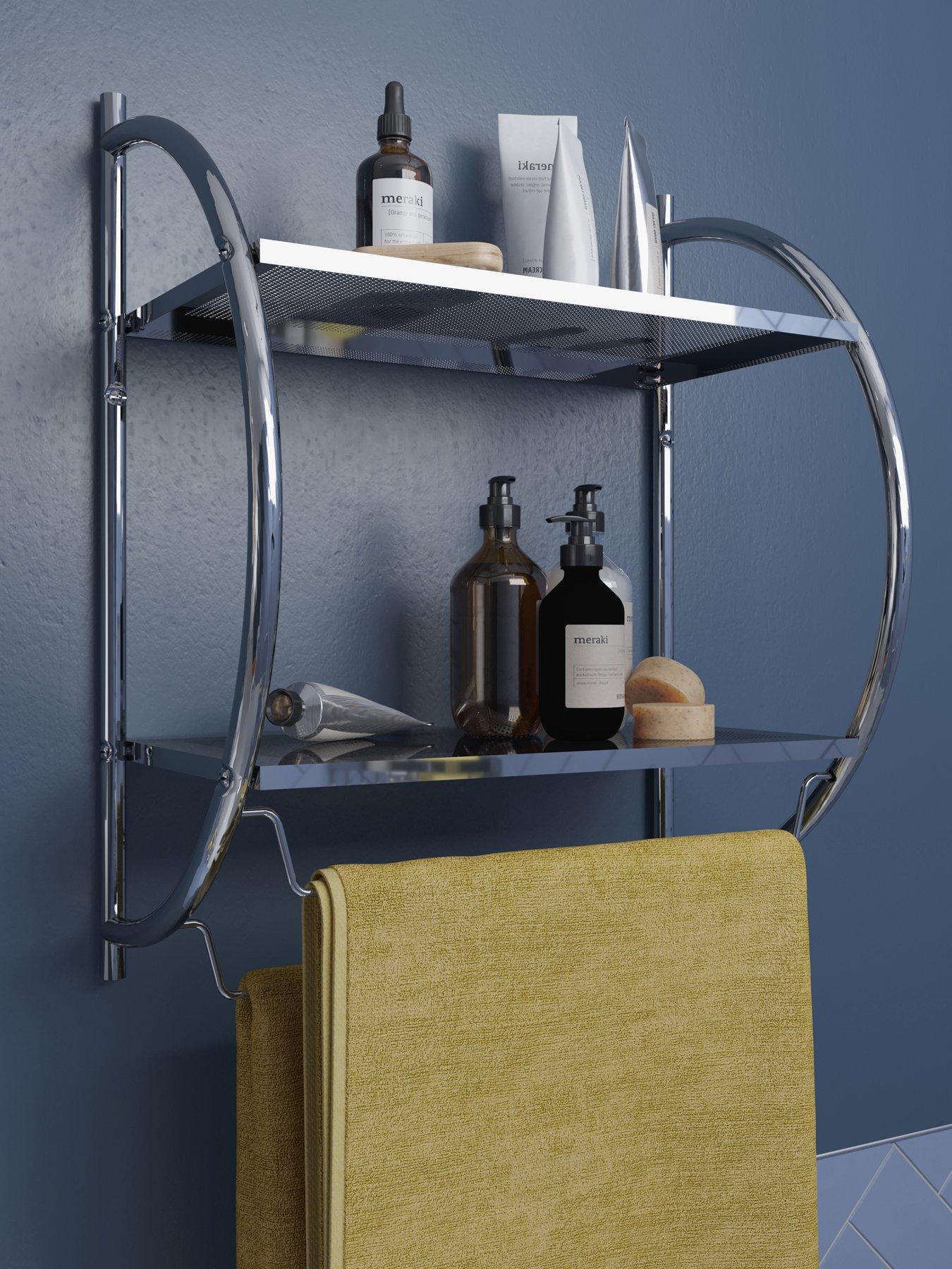 Image 1 of 4 of Croydex Wall Mounted Curved Shelving Unit &amp; Towel Rack