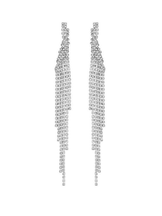 front image of lipsy-silver-crystal-diamante-twist-long-drop-earrings