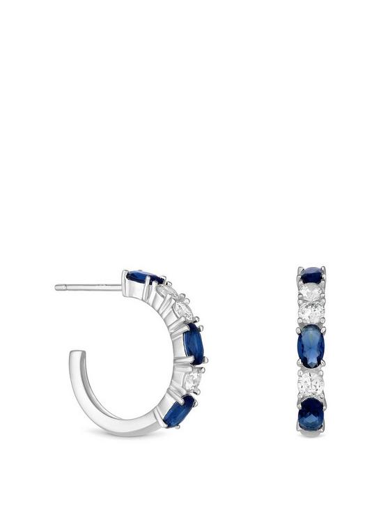 front image of simply-silver-sterling-silver-925-sapphire-hoop-earrings