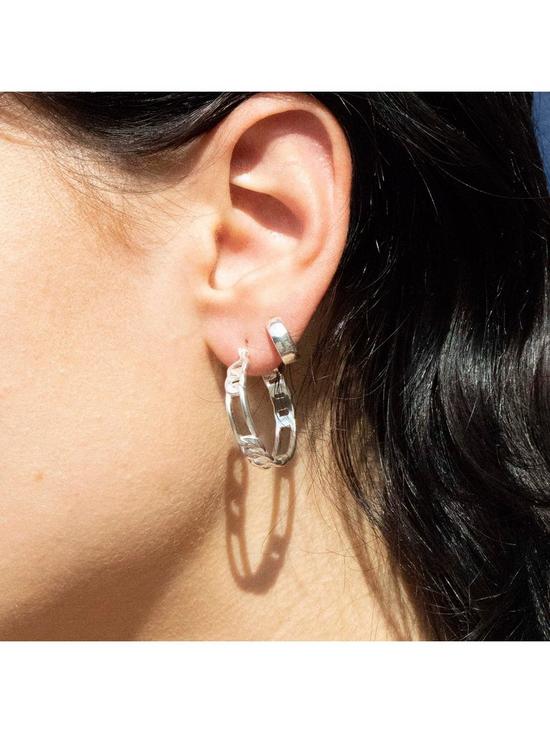 stillFront image of seol-gold-sterling-silver-figaro-chain-hoop-earrings