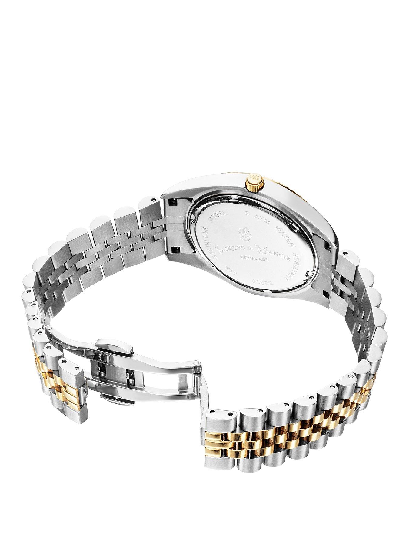  image of jacques-du-manoir-swiss-made-unisex-inspiration-business-silver-amp-rose-gold-plated-stainless-steel-bracelet-watch