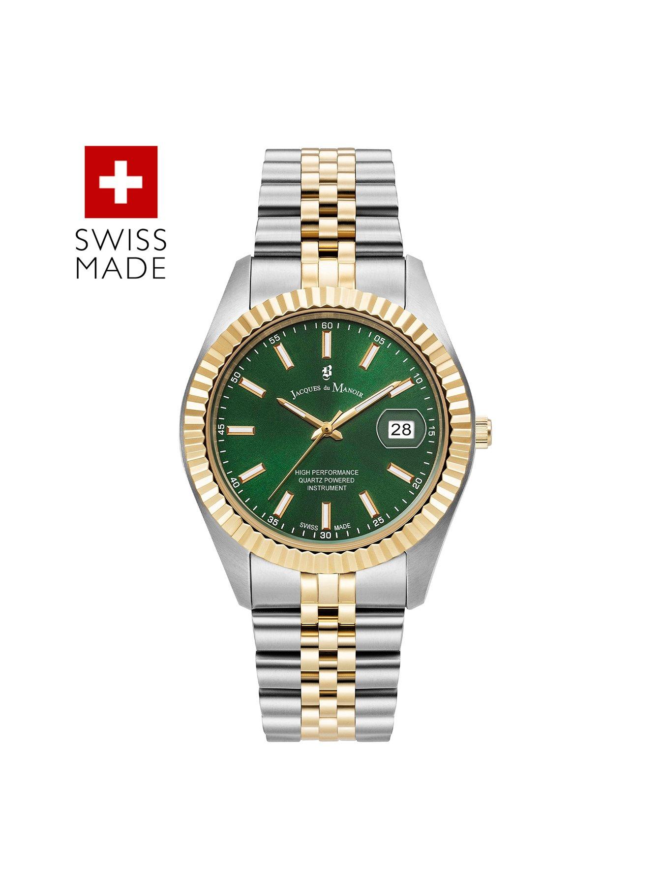 image of jacques-du-manoir-swiss-made-unisex-inspiration-business-silver-amp-rose-gold-plated-stainless-steel-bracelet-watch