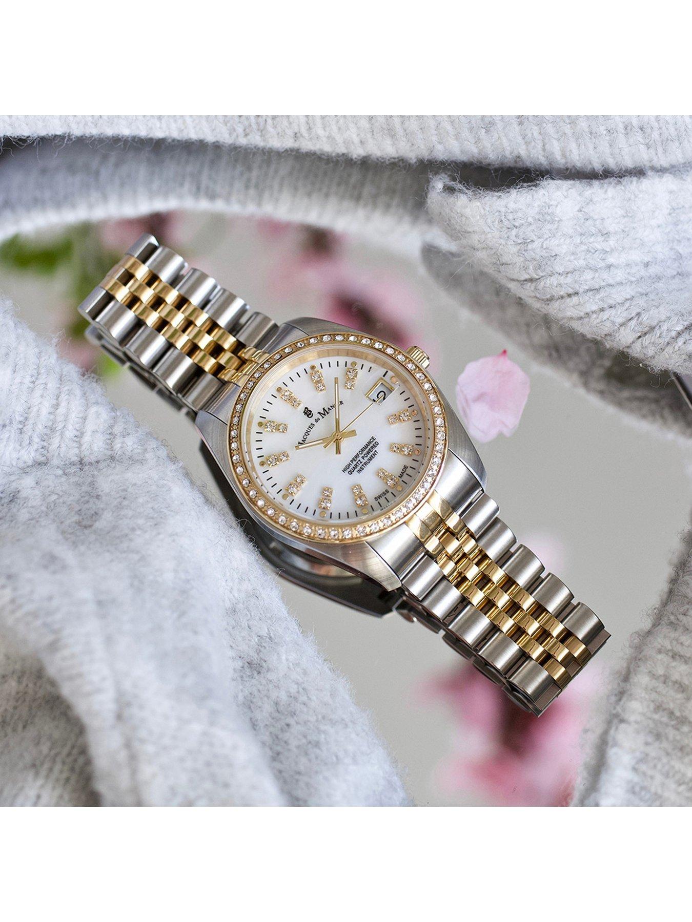  image of jacques-du-manoir-ladies-inspiration-silver-amp-gold-plated-stainless-steel-bracelet-watch