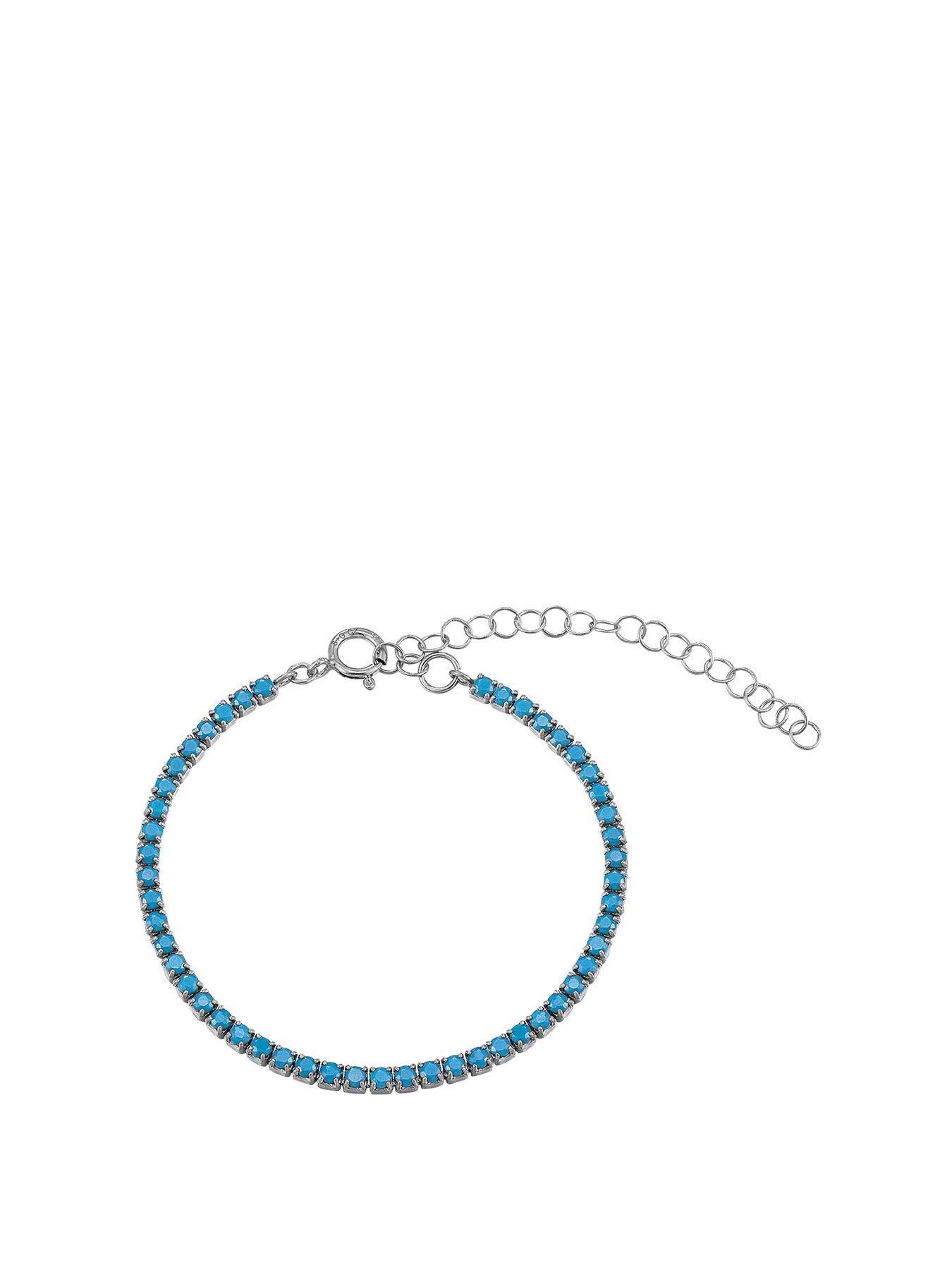 Seol + Gold Sterling Silver Turquoise Adjustable Tennis Bracelet