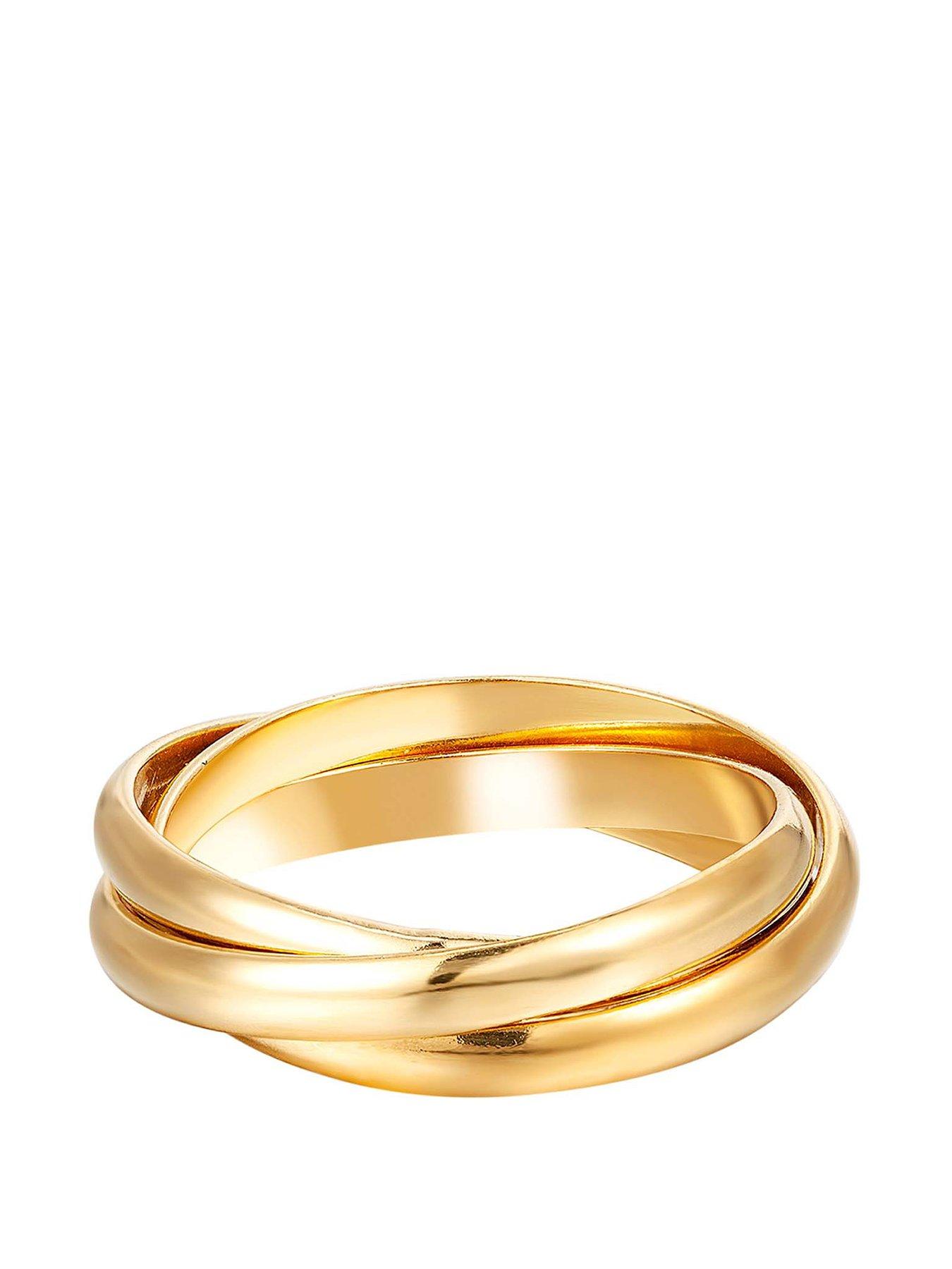 undefined 18ct Gold Plated Sterling Silver Trinity Rolling Ring
