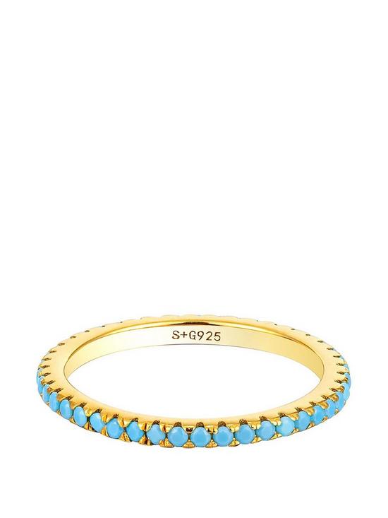 front image of seol-gold-18ct-gold-plated-sterling-silver-turquoise-eternity-ring