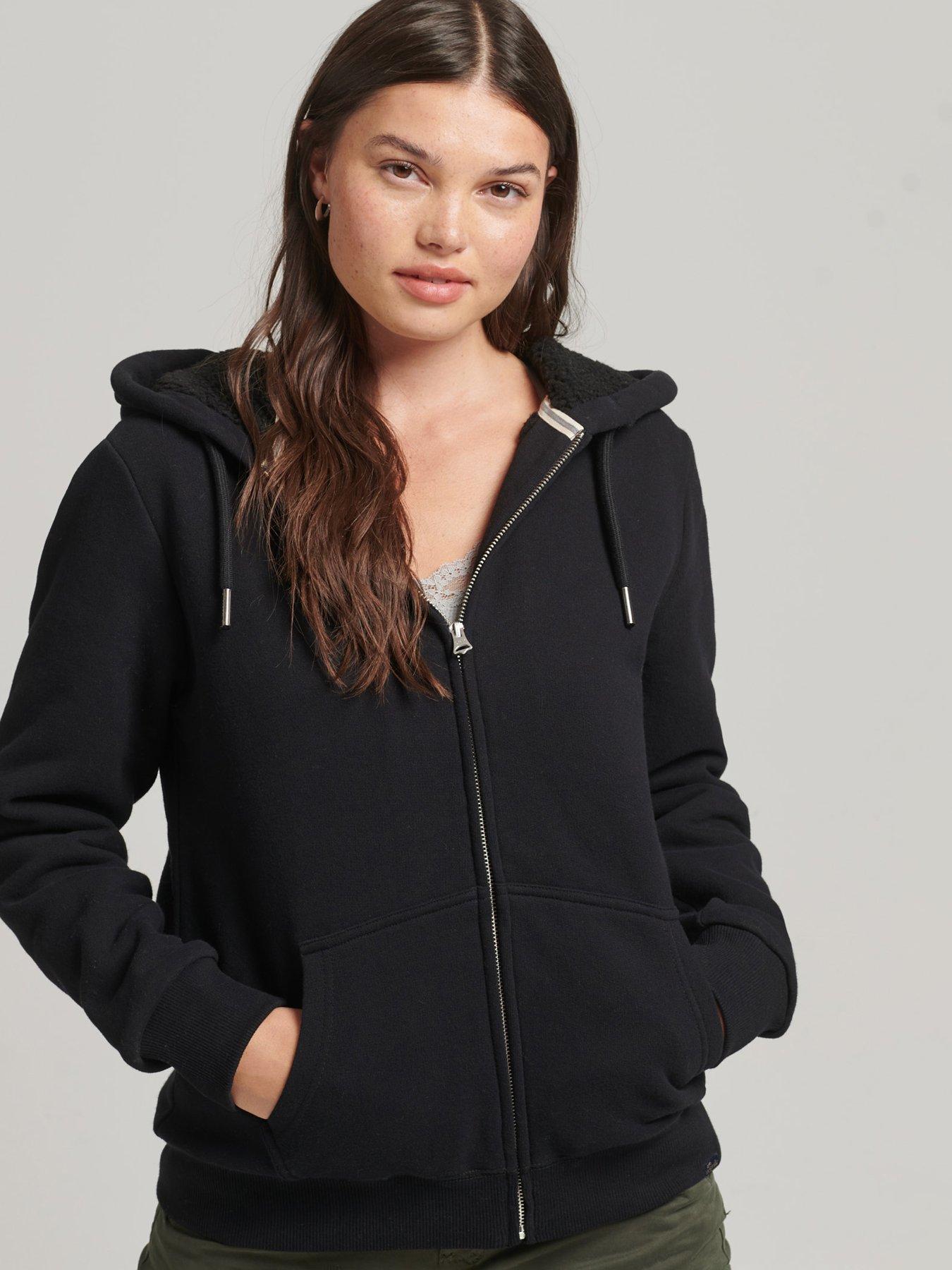 Black superdry clearance hoodie womens